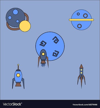 Collection of icons and space concept vector image