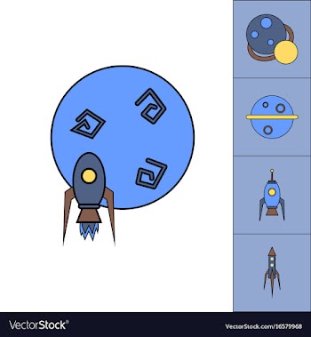 Collection of icons and space concept vector image