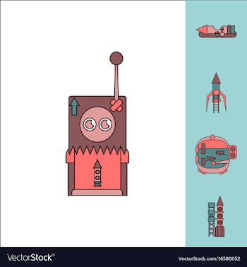 Collection of icons and space equipment vector image