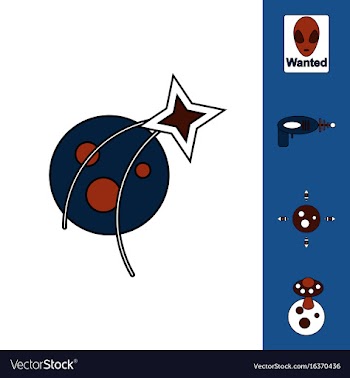 Collection of icons and space planets vector image