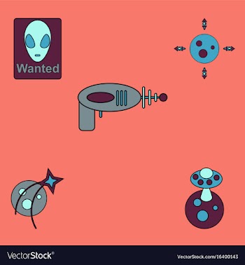 Collection of icons and space planets vector image