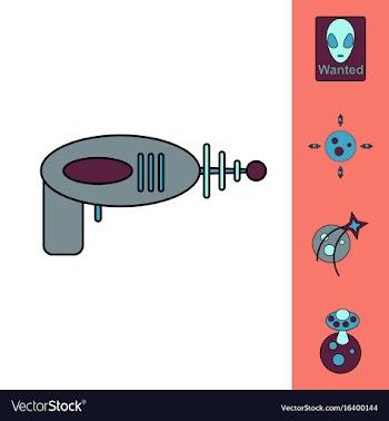 Collection of icons and space planets vector image
