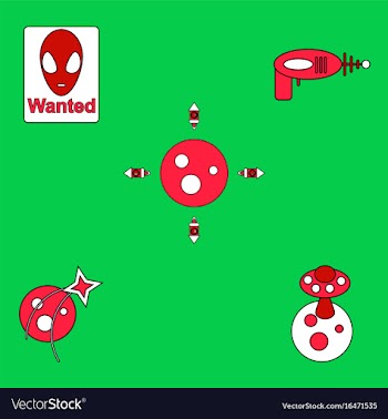Collection of icons and space planets vector image
