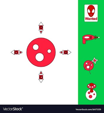 Collection of icons and space planets vector image