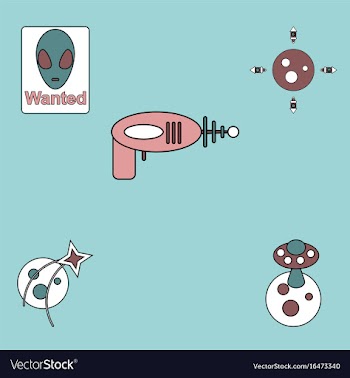 Collection of icons and space planets vector image