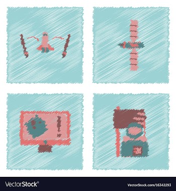 Collection of icons and space satellites in vector image