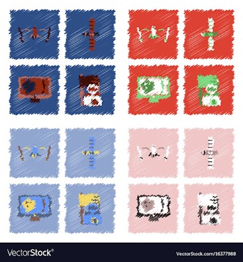 Collection of icons and space satellites in vector image