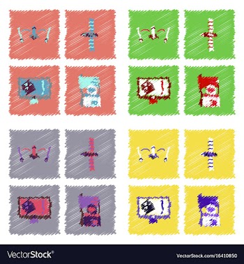 Collection of icons and space satellites in vector image