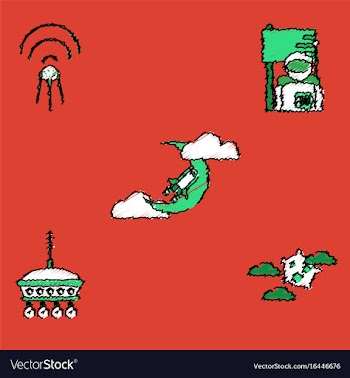 Collection of icons and space satellites in vector image