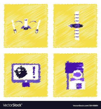 Collection of icons and space satellites in vector image