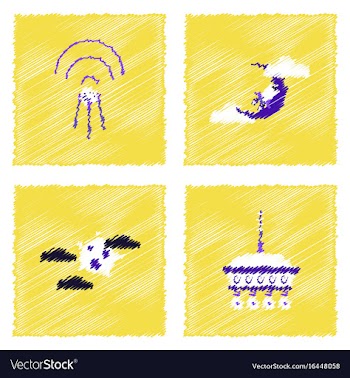 Collection of icons and space satellites in vector image