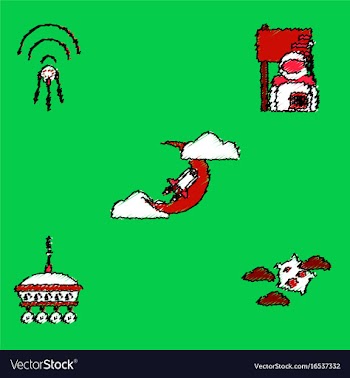 Collection of icons and space satellites in vector image