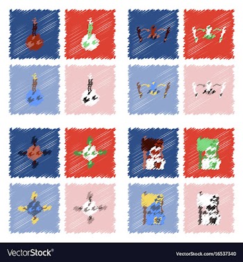 Collection of icons and space satellites in vector image