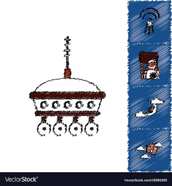 Collection of icons and space satellites in vector image