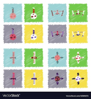 Collection of icons and space satellites in vector image
