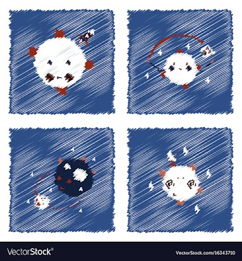Collection of icons and space satellites vector image