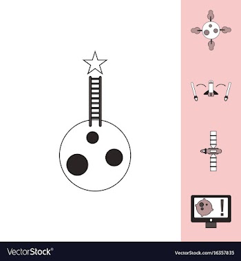 Collection of icons and space satellites vector image