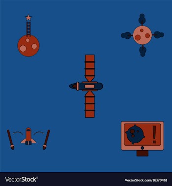 Collection of icons and space satellites vector image