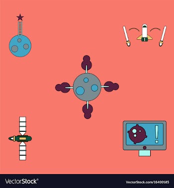 Collection of icons and space satellites vector image