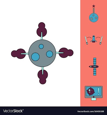 Collection of icons and space satellites vector image