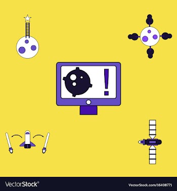 Collection of icons and space satellites vector image