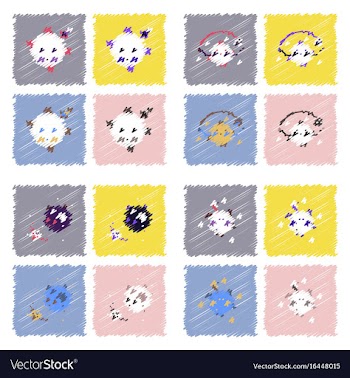 Collection of icons and space satellites vector image
