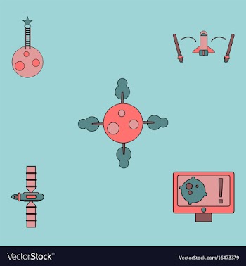 Collection of icons and space satellites vector image