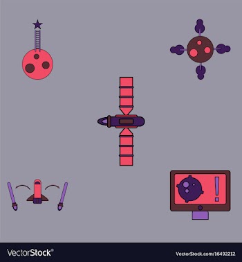 Collection of icons and space satellites vector image