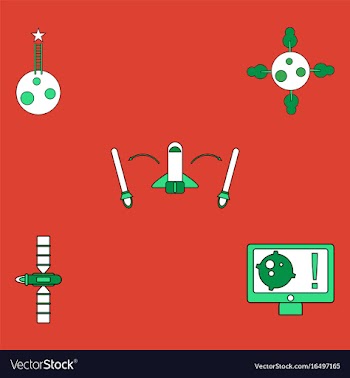 Collection of icons and space satellites vector image