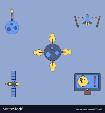 Collection of icons and space satellites vector image