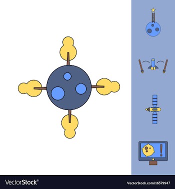 Collection of icons and space satellites vector image