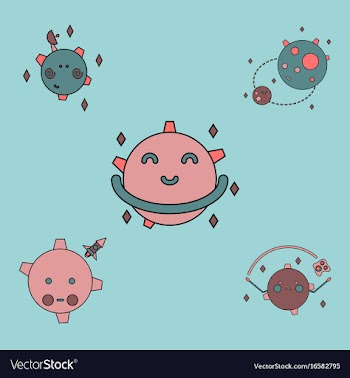 Collection of icons and space satellites vector image