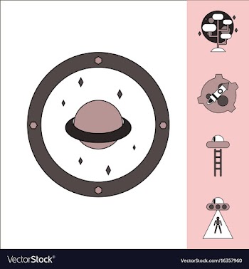 Collection of icons and space saucers and aliens vector image