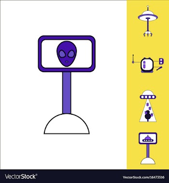 Collection of icons and space saucers and aliens vector image