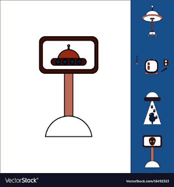 Collection of icons and space saucers and aliens vector image