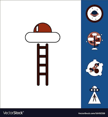 Collection of icons and space saucers and aliens vector image