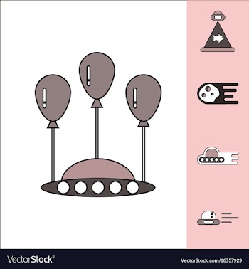 Collection of icons and space saucers and planets vector image