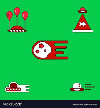 Collection of icons and space saucers and planets vector image