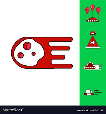 Collection of icons and space saucers and planets vector image