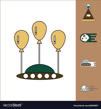 Collection of icons and space saucers and planets vector image