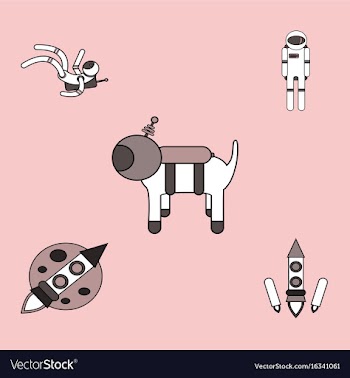 Collection of icons and space technology concept vector image