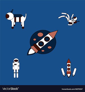 Collection of icons and space technology concept vector image