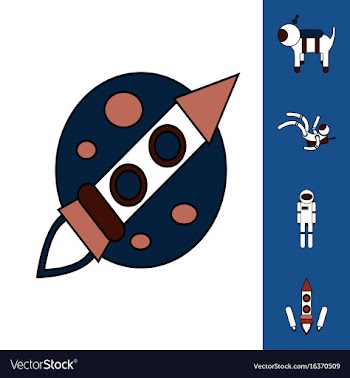 Collection of icons and space technology concept vector image