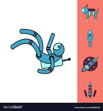 Collection of icons and space technology concept vector image