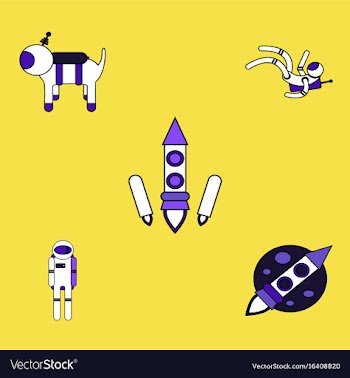 Collection of icons and space technology concept vector image