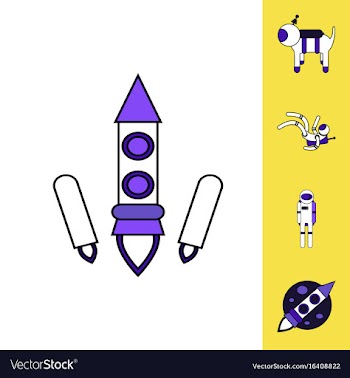 Collection of icons and space technology concept vector image