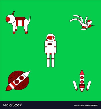 Collection of icons and space technology concept vector image
