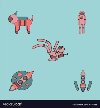 Collection of icons and space technology concept vector image