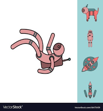 Collection of icons and space technology concept vector image