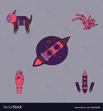 Collection of icons and space technology concept vector image